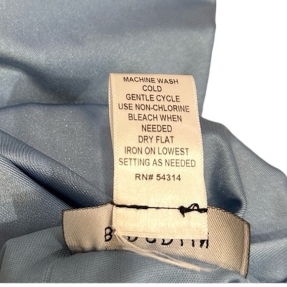 B. Darlin Mini Dress Shimmer Blue Cowl Neck Ruched - Picture 7 of 7